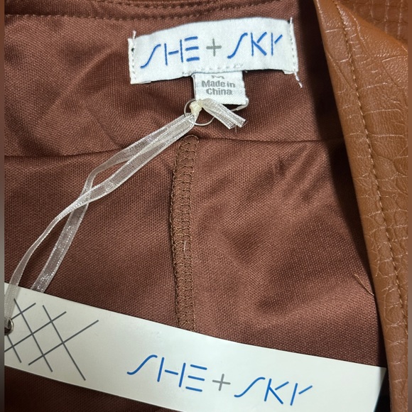 She + Sky Brown Faux Alligator Leather High-Waisted Shorts - Picture 5 of 6